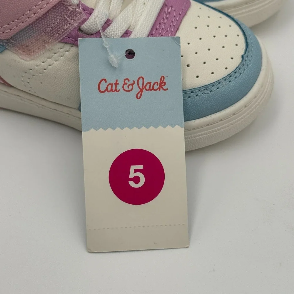 Cat & Jack Jaid Court Toddler Sneakers‎ Faux Leather 5T NWT